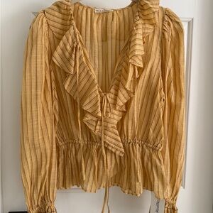 Ulla Johnson Gold Ruffled Long Sleeve Blouse